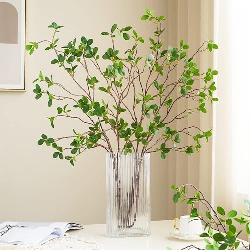 HANDIC 3 Pcs Faux Stems Artificial Branches for Vase Greenery Stems Faux Branches for Vase Plant Artificial Eucalytus Branches Plants (45"/Each Branch) (3, Green)
