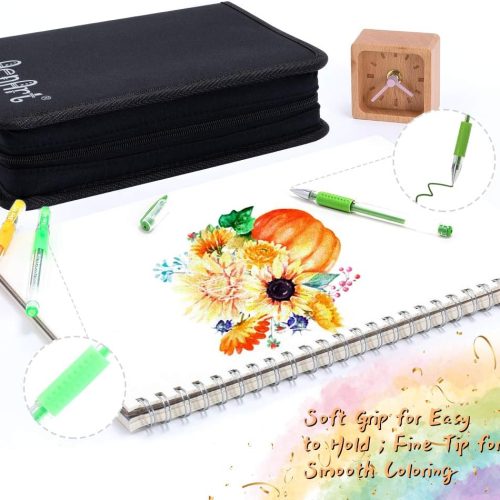 Aen Art Gel Pens for Adult Coloring Books, 160 Pack Artist Colored Gel Pen with 40% More Ink, Black Case. Perfect for Drawing Doodle Crafts Journaling Planner
