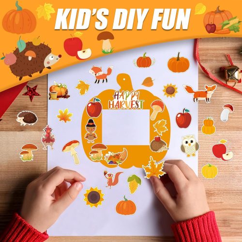 30 Packs Fall DIY Picture Frames Craft Kit for Kids, Autumn Pumpkin Photo Frames Ornaments for Thanksgiving Decorations Favor Fall Art Gift Classroom Home Activities