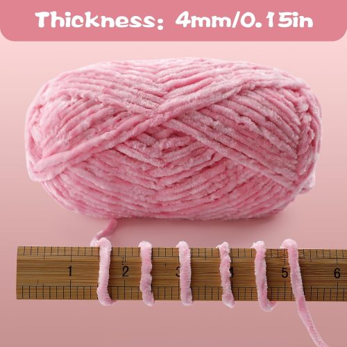 2 Skeins Fluffy Chunky Yarn, Chenille Chunky Yarn for Crocheting and Hand Knitting, Soft Thick Bulky Yarn for Making Blankets, Scarves, Hats（2×3.5oz, 2×131.2yds） (Macaron)