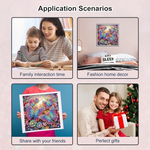 4 WSLWXSHM 5D Special Shape Diamond Art Kits for Beginners, Diamond Painting Kits for Adults, Crystal Rhinestones Diamond Painting for Home Wall Decoration Gift 12×12inch/30×30cm, Butterfly