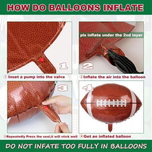 4 Football Party Balloons,12 pcs 18 Inch Football Shaped Foil Balloon for Tailgate Game Day Football Theme Birthday Party Decorations,Sport Themed Birthday Party Decor Supplies