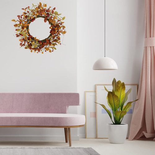 4 Fall Wreath for Front Door Autumn Wreath with Fall Berry,Eucalyptus Leaves for Front Door Indoor Outdoor Farmhouse Porch Home Festival Decoration