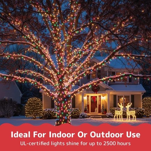 4 PREXTEX 50 Ct. Multi-Color Christmas Tree Lights with Green Wire - 10 Ft String Lights for Indoor and Outdoor Use - Multicolor Twinkle Christmas Tree Decoration with End-to-End Connectors