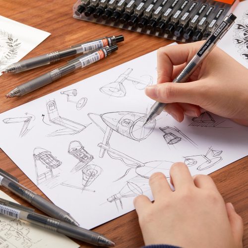 4 Shuttle Art Black Gel Pens, Ink Glide Series 15 Pack Retractable 0.5mm Fine Point Rollerball Gel Ink Pens Quick Drying Waterproof Smooth Writing with Comfortable Grip for Office School and home