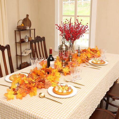 4 Joyhalo 5 Pack Fall Garland, Maple Leaf Autumn Garland 5.9 Ft Artificial Hanging Leaves for Mantle Table Decorations for Home Front Door Outdoor Indoor Thanksgiving Fall Decor