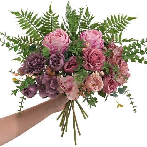 4 12 Pcs Mixed Eucalyptus Leaves Stems, Faux Branches with 5 Kinds of Leaves for Wedding Bouquet Table Centerpieces - Green