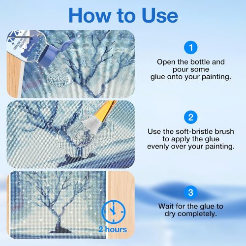 4 VansyLife Diamond Painting Sealer, Diamond Painting Glue with Soft Bristle Brush, Keep Fixed and Shiny for Diamond Paintings, 5D Diamond Art Accessories and Tools Kit (125mL*2)