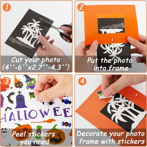 30 Packs Halloween Arts and Crafts for Kids Picture Frame Craft Kits Photo DIY Craft Set Bulk Pumpkin Maple Leave Turkey Stickers Children Classroom Kindergarten Preschool Game Activities Ages 4-12