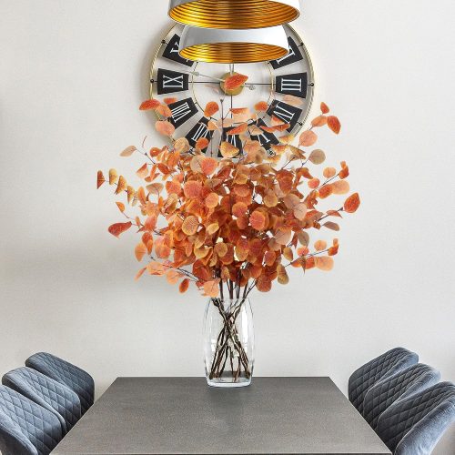 4 Sggvecsy 6 Pcs Artificial Fall Eucalyptus Stems Fall Eucalyptus Leaves Autumn Leaf Branches Fake Silk Eucalyptus Faux Fall Decorations for Home Floral Arrangement Thanksgiving Autumn Festival Decor