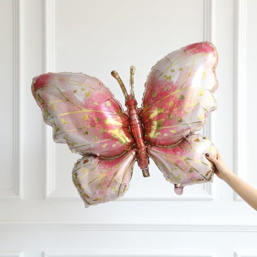 4 Pieces 40inch Pink Gold Butterfly Balloons for Butterfly Themed Party Wedding Birthday Baby Shower Party Decoration (Pink-4pcs)
