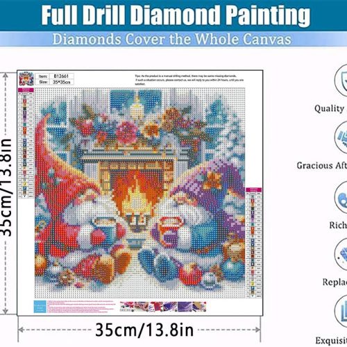 4 Christmas Gnome Diamond Painting Kits for Adults - 5D Gnome Diamond Art Kits for Beginners, DIY Christmas Diamond Painting Art Crafts, are Great for Decorating Home Walls and Holiday Gifts 14X14Inch