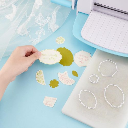 4 INFUNLY Label Die Cut Leaf Clear Stamps and Dies Sets for Card Making Word Silicone Stamps Cut Stencils for DIY Scrapbooking Photo Album Decorative Paper Crafting Embossing Template