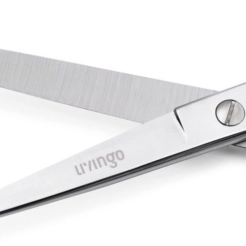 4 LIVINGO 8" Professional Heavy Duty Tailor Fabric Scissors, Dressmaker Sewing Classic Stainless Steel Ultra Sharp Forged Shears, Bent A-silver