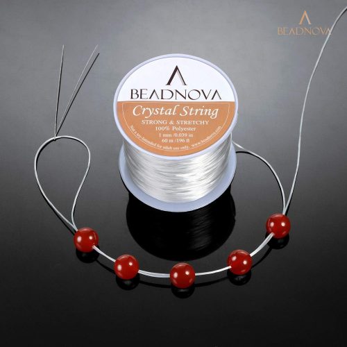 4 BEADNOVA 1mm Elastic Stretch Crystal String Cord for Jewelry Making Bracelet Beading Thread 60m/roll (Clear White)