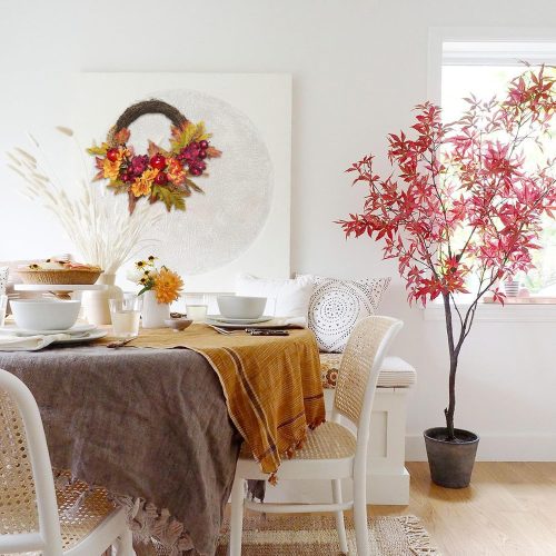 4 Fall Wreaths for Front Door 20 Inch Autumn Wreaths for Thanksgiving & Halloween & Harvest Festival Indoor/Outdoor Fall Decorations with Apples Pomegranates Maple Leaves