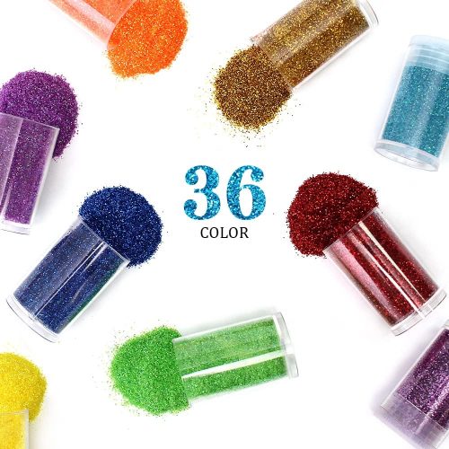 4 36 Colors Set, Fine Glitter for Resin, Arts and Craft Supplies Glitter, Cosmetic for Body Nail Face Hair Eyeshadow Lip Gloss Makeup, Festival Decoration