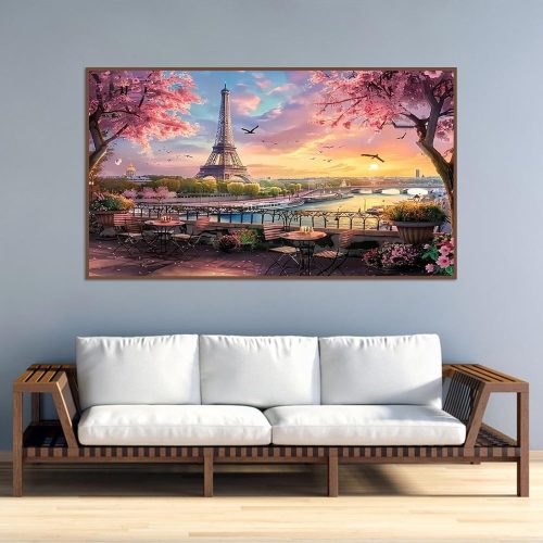 4 5D Large Diamond Art Painting,Eiffel Tower Diamond Art Kits for Adults,DIY Full Drill Crystal Rhinestone Arts and Crafts,Cityscape of Paris Art Painting with Diamond Home Wall Decor 27.5 X 15.7inch