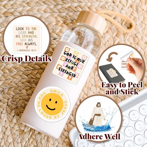 4 200PCS Jesus Christian Stickers, Inspirational Bible Verse Stickers for Water Bottles Boho Religious Faith Stickers for Journaling Scrapbook Laptop, Christian Gifts Bulk