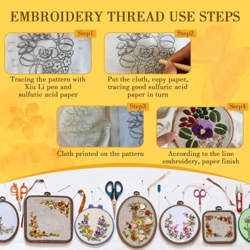 4 Sukh 100 Colour Embroidery Thread - Rainbow Embroidery Floss Bulk for DIY Sewing & Crafts