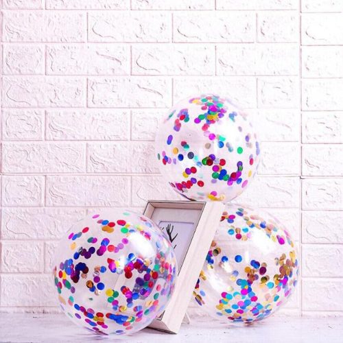 4 Bezente Rainbow Multicolor Confetti Latex Balloons - 60 Pack 12 inch Helium Colorful Confetti Balloons for Birthday Bridal Shower Wedding Party Decorations