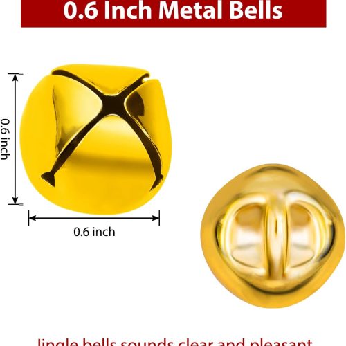 Jingle Bells for Crafts, 8 Colors Large Jingle Bells Christmas Jingle Bell, Cheerful Sound Craft Bells for Wreath, Holiday Home and Christmas Decoration, 0.6 Inch, 120 Pcs