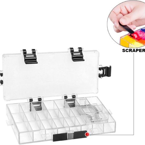 Transon Paint Storage Palette Box 24 Wells Airtight Stay Wet for Watercolor, Gouache, Acrylic and Oil Paint