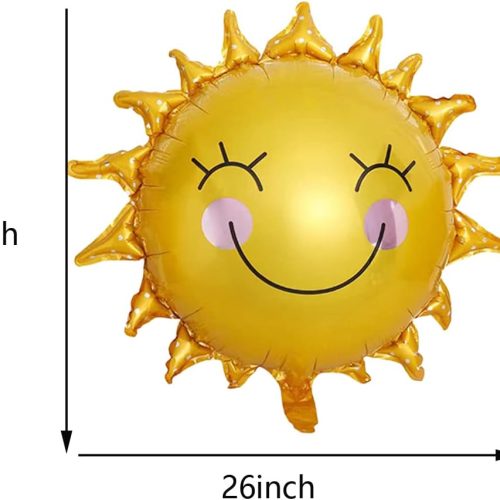 10PCS Sun Smil Foil Balloons Sunshin Aluminum Balloon Gold Summer Sun Helium Mylar Party Balloons for Birthday Wedding Baby Shower Decoration