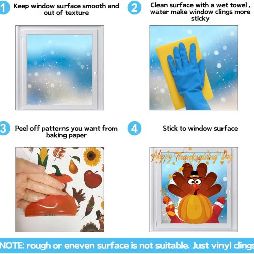 Thanksgiving Fall Window Clings Decorations, 10 Sheets Thanksgiving Window Stickers for Kids Home Office Classroom Party Glass Windows Double Sided Turkey Autumn Pumpkin Fall Leaves Window Decal