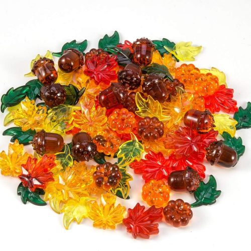 84 Pieces Acrylic Leaves Mini Acrylic Pumpkin Maple Leaves Acorns Crystals Gems for Thanksgiving Home Table Scatters Decoration Autumn Table Scatters Favor Vase Filler(5 Colors)