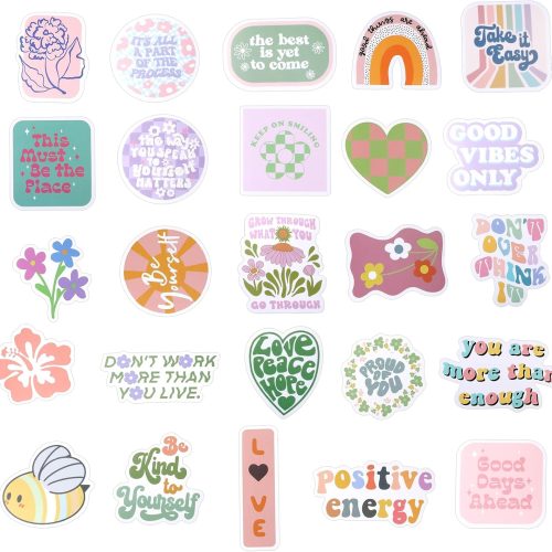 100PCS Cute Preppy Stickers Pink Motivational Vinyl Waterproof Stickers for Laptop Bumper Water Bottles Computer Phone Hard Hat Car Inspirational Decals for Adults Women Kids Teen Girls