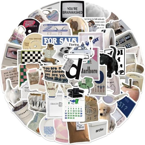 Aesthetic Stickers Pack Waterproof Laptop Stickers Decals 57 Pcs for Water Bottle Skateboard Bumper Cute Stickers (Aesthetic Stickers)