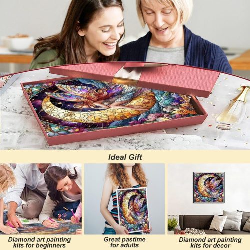 hill froeistung 5D Colorful Angel Diamond Art Painting Kits for Adults,Moon,Flower Diamond Art, DIY Full Drill Genie Diamond Art Painting Set for Home Wall Decor Gifts (12X12 inch)