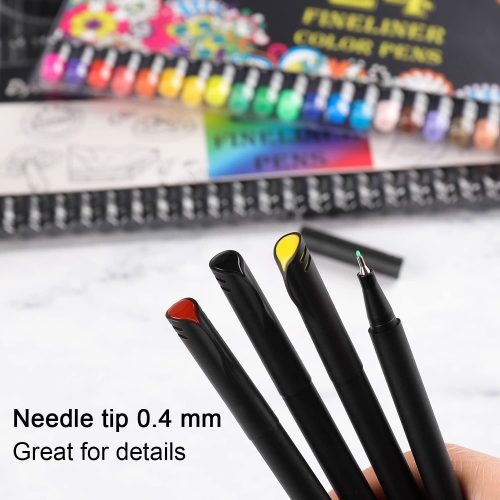 Dyvicl Fineliner Pens, 24 Colors 0.4mm Fineliner Color Pen Set Fine Point Markers Drawing Pens for Journaling, Note Taking, Calendar, Adult Coloring
