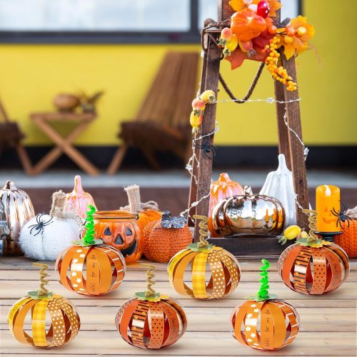 BeYumi Paper Strip Pumpkin Craft - 36Pcs Halloween Pumpkin Craft Kit DIY Fall Thanksgiving Gratitude Pumpkin Thankful Craft Autumn Holiday Religious Decor Home School Classroom Fun Activities for Kids
