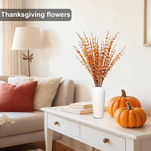 5 Pcs 29.5" Long Fake Fall Flowers Burnt Orange Jasmine Fall Floral Stems for DIY Wedding Bouquets Halloween Dried Autumn Orange Fake Flowers for Vases Home Parties Thanksgiving Decor