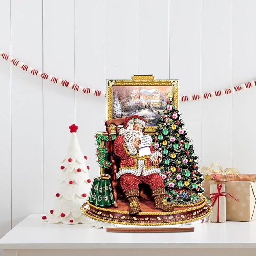 Diamond Art Painting Christmas Tree Santa Claus Desktop Ornaments DIY Diamond Art Christmas Tree Table Paint by Number Mosaic Arts Crafts Home Living Room Office Christmas Table Top Decor