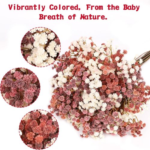 Baby Breath Flowers Fall Flowers Artificial Bulk, 10Pcs Fall Decor Fake Gypsophila Plants Bouquets Flowers Real Touch Faux Babies Breath Arrangement for Home Autumn Wedding Vase Decoration Fall Orange