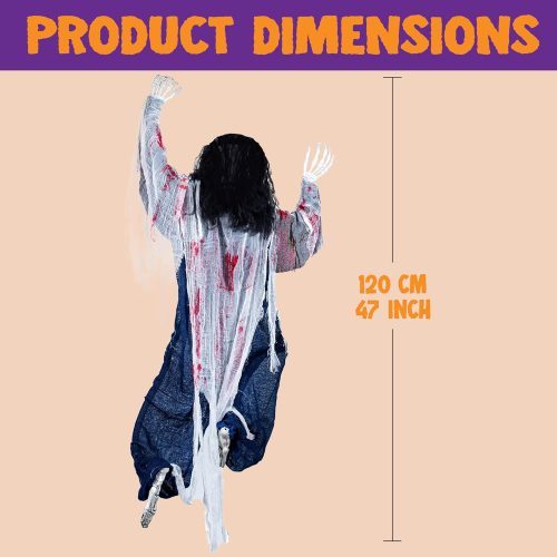 JOYIN 47" Halloween Climbing Zombie Decoration with bloodstains, Halloween Hanging Decorations, Scary Halloween Pros for Haunted House Décor, Halloween Indoor and Outdoor Yard Decorations