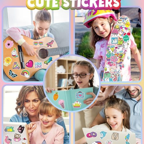 Water Bottle Stickers for Kids, 100 PCS Waterproof Cute Fun Vinyl Stickers Pack for Girls Boys