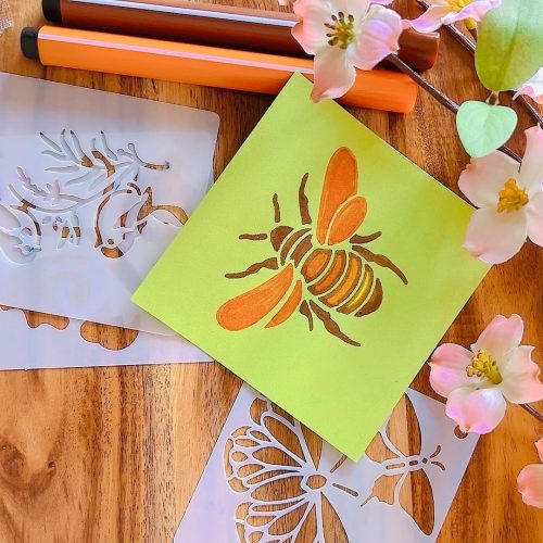 Felixcraft Stencils for Painting, 20PCS 3 Inch Plastic Butterfly & Bee Stencils for Crafts Reusable, Stencils for Painting on Wood Canvas Rock, Various Insect Stencils for Home Decor & DIY Projects