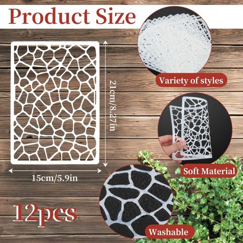 Jeffdad 12 Pcs Stencils for Crafts Reusable, Texture Stencils for Painting, Layering Drawing Templates Painting on Card Making Canvas DIY Crafts Furniture Paper(8.27 x 5.9 Inch)