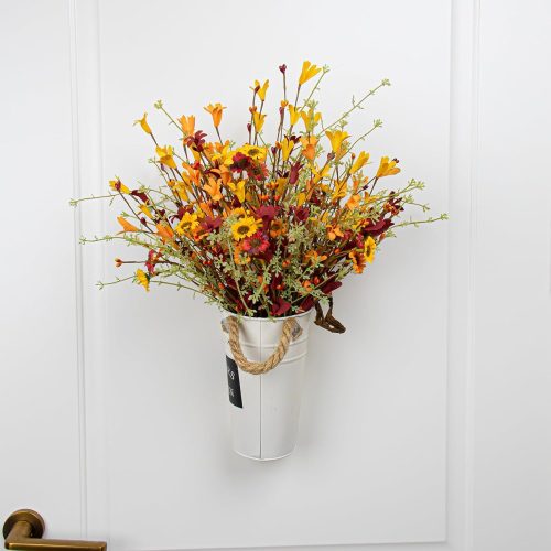 JINGHONG Artificial Fall Flowers 12 Pack Floral Picks 17" Tall Forsythia Stems with Berries for Autumn Flower Arrangements Centerpieces Indoor Outdoor Decorations