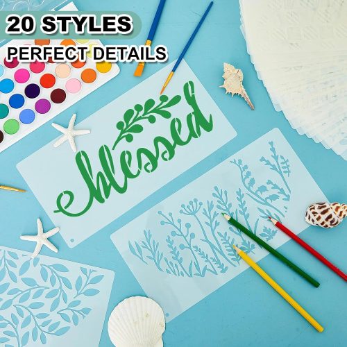 Thyle 20 Pcs Welcome Stencils for Painting on Wood 11.81 x 5.91'' Labor Day Large Welcome Letters Stencils for Wood Sign Plastic Word(Classic)
