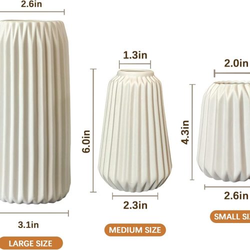 Ceramic Vases Set of 3-White Vase for Modern Home Decor, Flower Vases for Aesthetic Room Decor,Boho Decor Wedding Dinner Table Party Office Centerpiece Table Decorations (White 3 Set)
