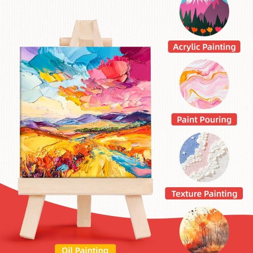 Simetufy 48 Pack 4x4 Inch Mini Canvas Boards 100% Cotton Primed Painting Panels, Acid-Free for Oil, Watercolor & Acrylic Painting for Art Projects