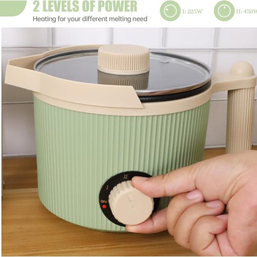 TOAUTO 3Lbs Green Wax Melting Pot Handheld Candle Melting Pot with Two Power Adjustment Easy Pouring Spout Non-Stick Coating for Candle DIY Hobbyist
