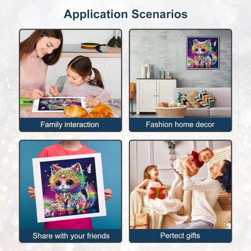 Stalente Diamond Painting Kits for Adults, 5D Special Shape Diamond Art Kits for Beginners, Crystal Rhinestones Diamond Painting for Home Wall Decoration Gift 12×12inch, Cat