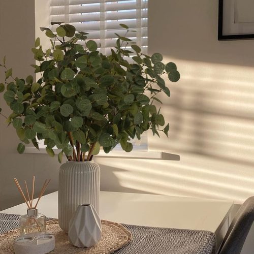 Beferr 6Pcs Artificial Eucalyptus Stems Greenery Stems 24" Tall Fake Plants Decor Faux Floral Stems for Vase Home Party Wedding Decorations