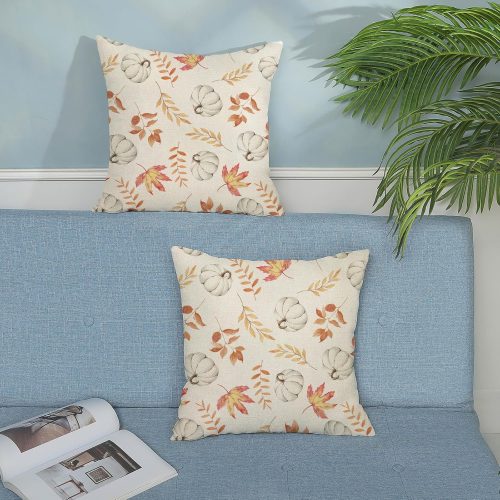 Fall Pillow Covers 20x20 Set of 2 Pumpkin and Maple Leaf Fall Decor Pillowcase Linen Autumn Thanksgiving Decorative Outdoor Throw Pillow Covers Warm Tones Farmhouse Cushion Case for Couch Home